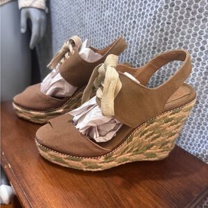 Tory Burch Brown Espadrille Wedges